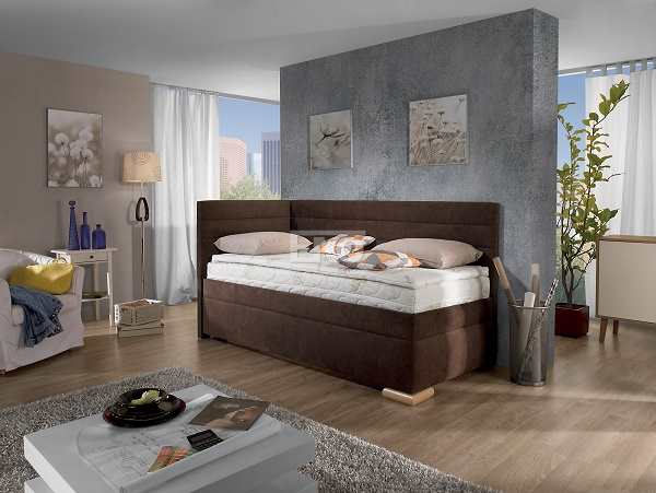 Boxspring Veneto - 90x200 s čelami, masívny rošt - ĽAVÝ variant